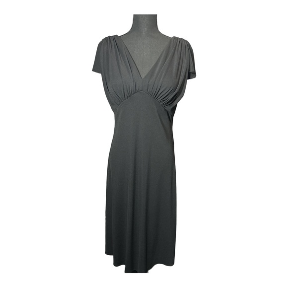 Bahari Group Black V-Neck Cap Sleeve Slip Dress Size 8 - Picture 1 of 6